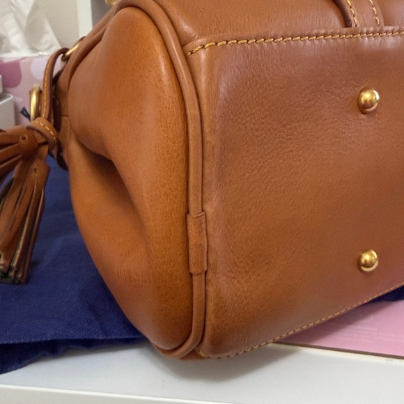 Dooney & Bourke Caramel Leather Satchel with Tassel - Picture 6 of 13